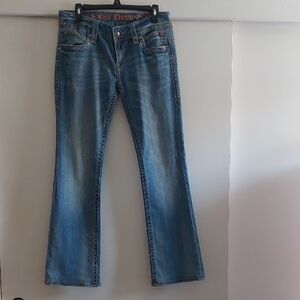 Rock Revival Y2K Patti Low Rise Bootcut Denim Rhinestone Flap Pocket 30